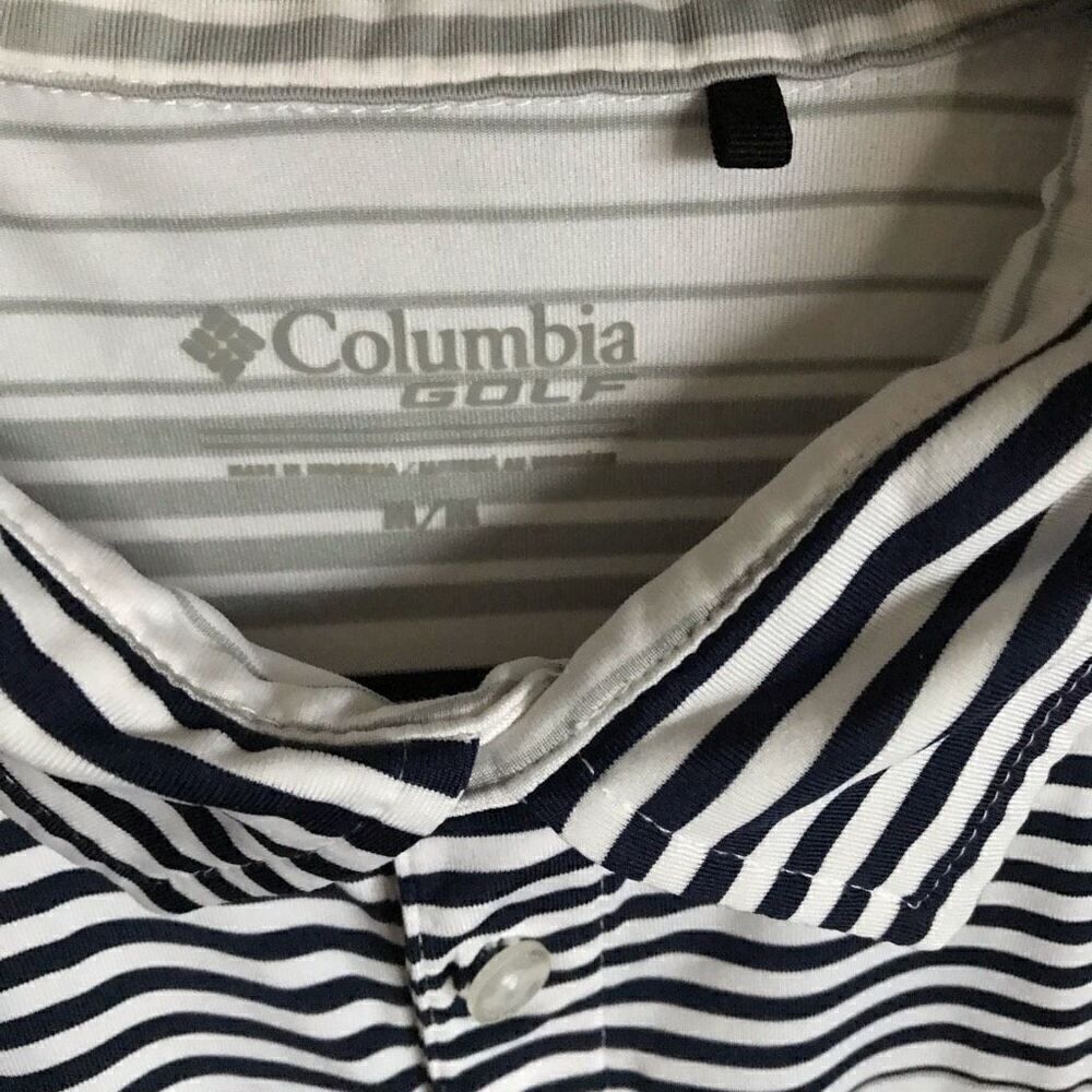 Columbia golf polo shirt SZ M white black Brigham Young University logo - Picture 4 of 4
